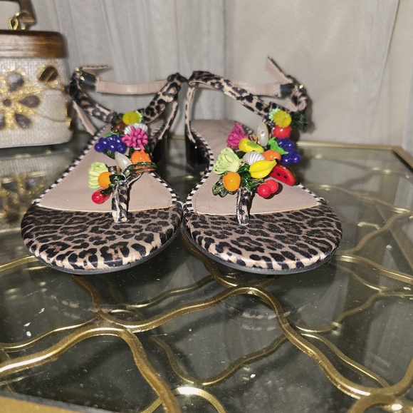 Betsey Johnson Leopard Print Women's Sandals with Fun Fruit Accents - Picture 4 of 7